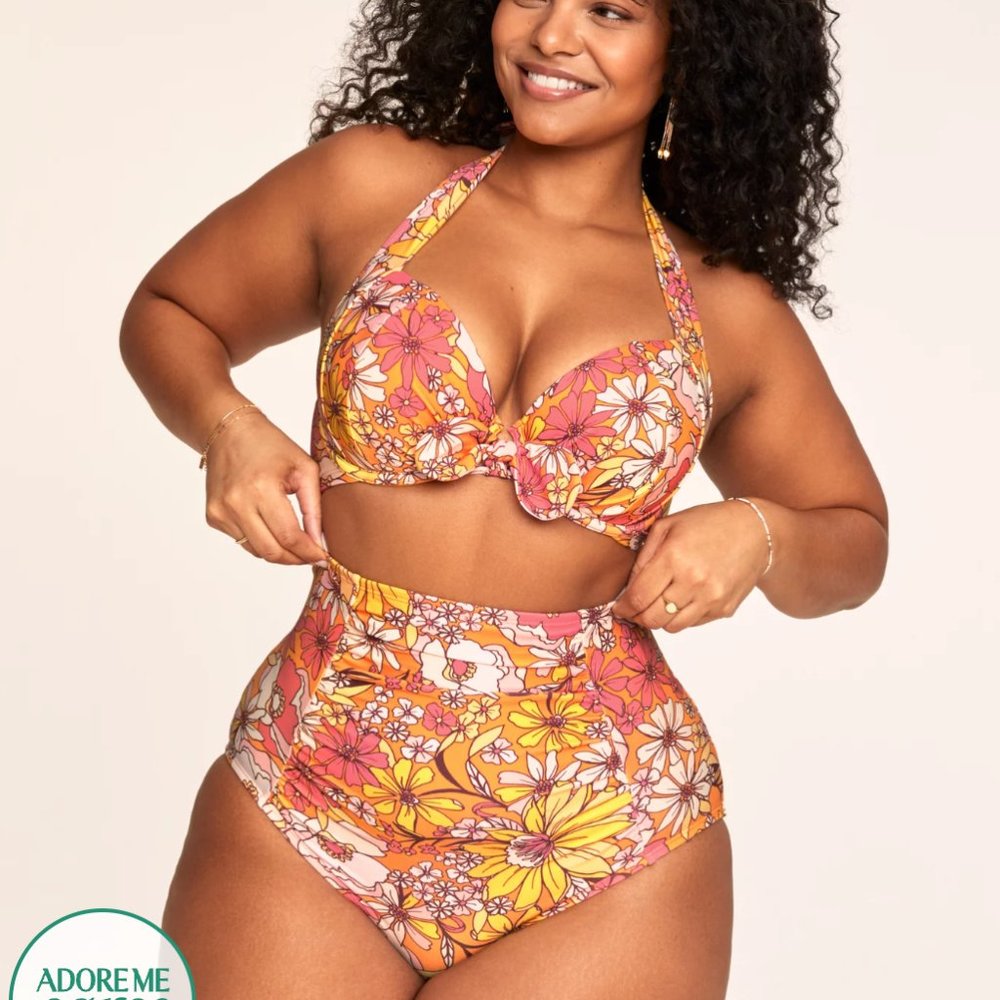 NWOT Adore Me Shelby Contour Plus High Waisted Swimsuit Set